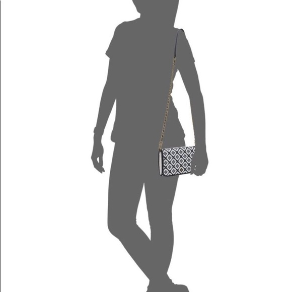 NWT Tory Burch Robinson Woven White & Black Leather Combo Purse Handbag - Picture 10 of 10